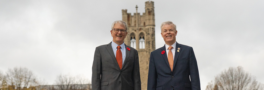 President Alan Shepard and U.S. Consul General Baxter Hunt on UC Hill during Hunt's visit to Western on Oct. 31, 2024. (Nyren Mo/Western International)